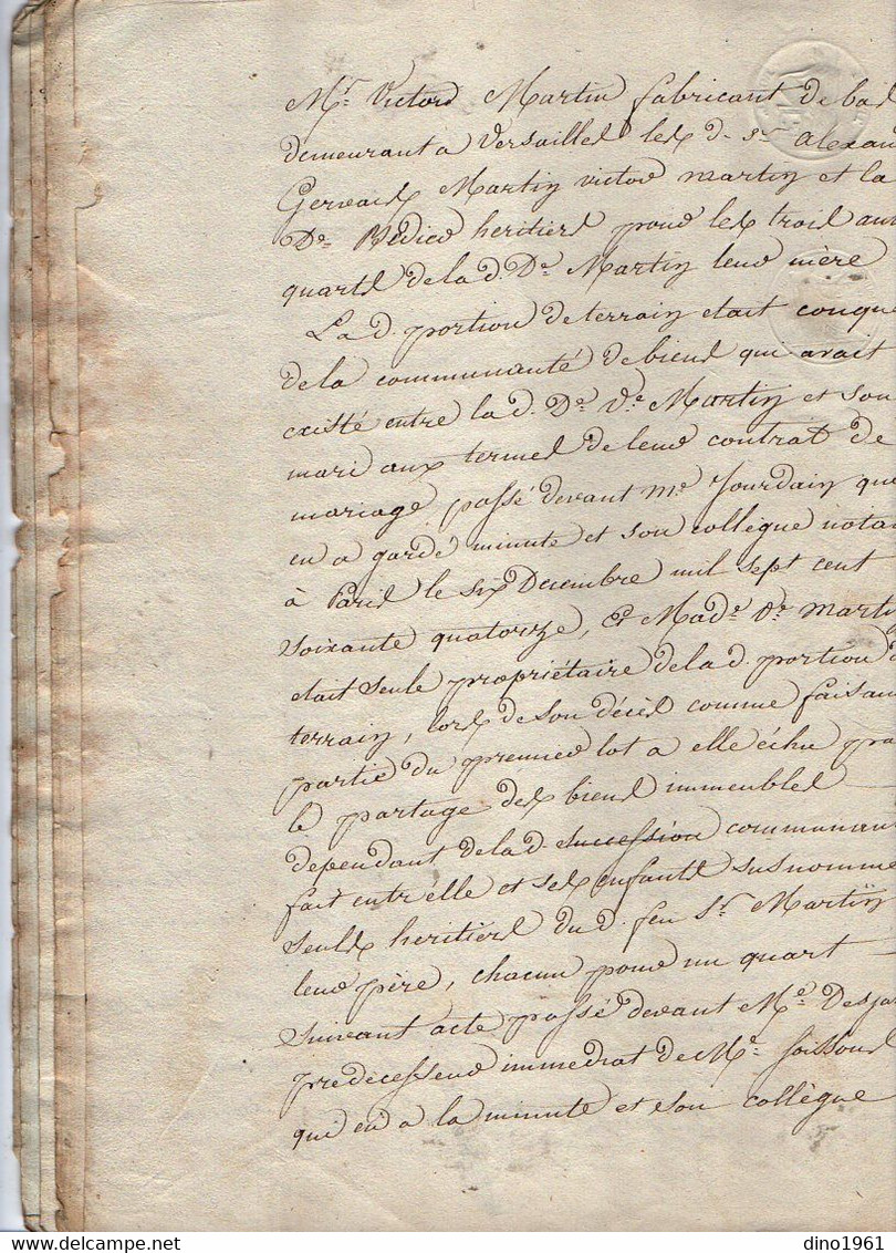 VP18.673 - VERSAILLES - Acte De 1831 - Entre Mrs MARTIN Ancien Fabricant De Bas à PARIS & PREVOT Cultivateur à PLAISIR - Manuscrits