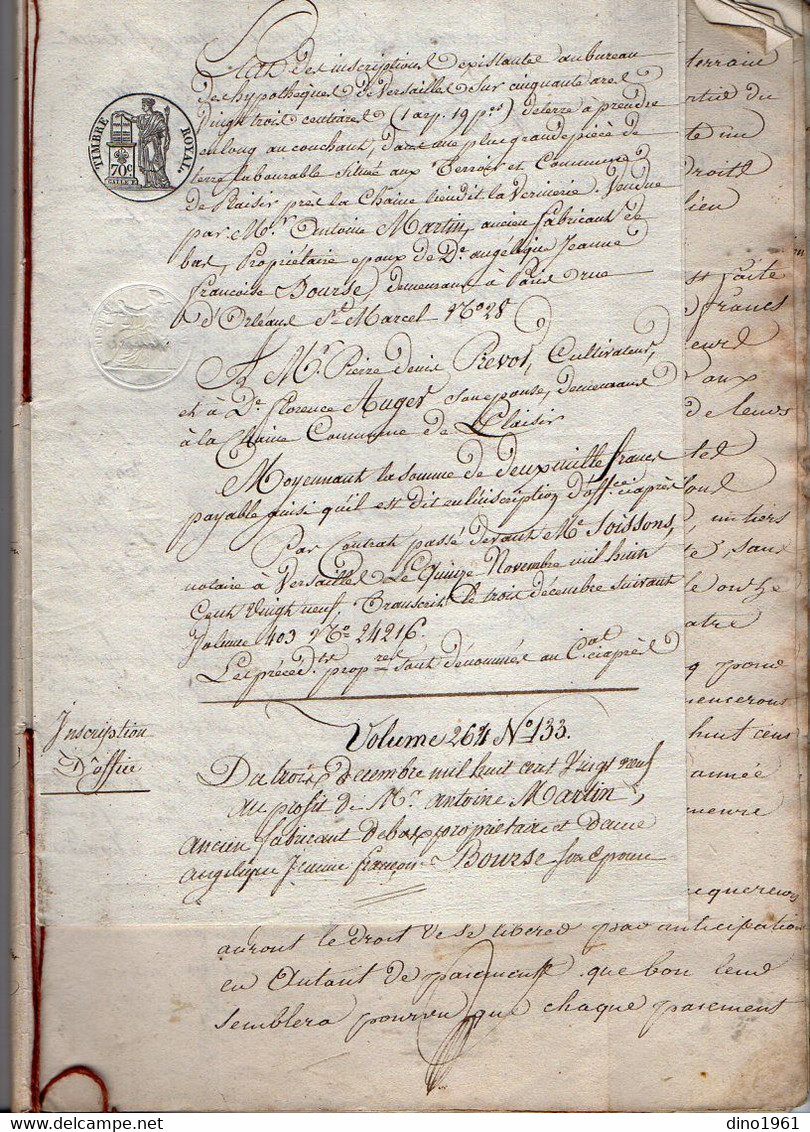 VP18.673 - VERSAILLES - Acte De 1831 - Entre Mrs MARTIN Ancien Fabricant De Bas à PARIS & PREVOT Cultivateur à PLAISIR - Manuscrits