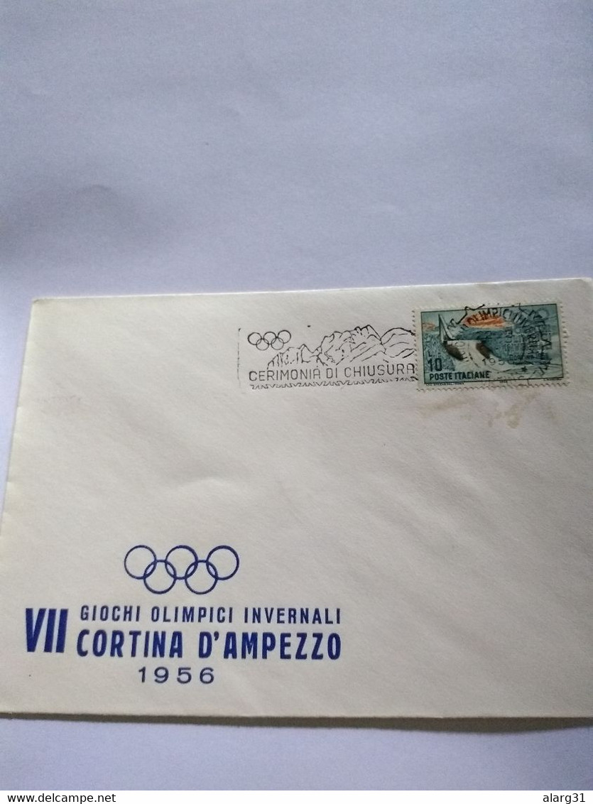 Italy Winter Games.cortina 1956.closing Eventos Pmk On Official Cover.better Condition - Winter 1956: Cortina D'Ampezzo