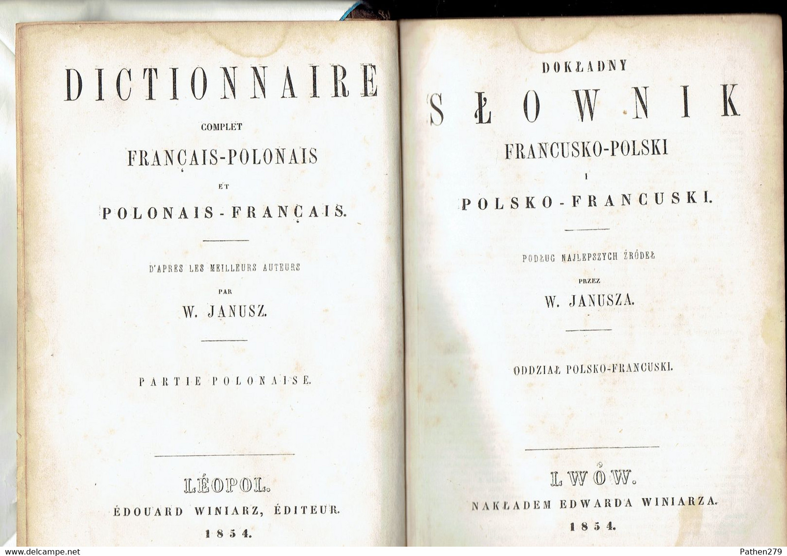 Dictionnaire Franco-polonais De 1854 Edouard Winiarz Editeur - Wörterbücher
