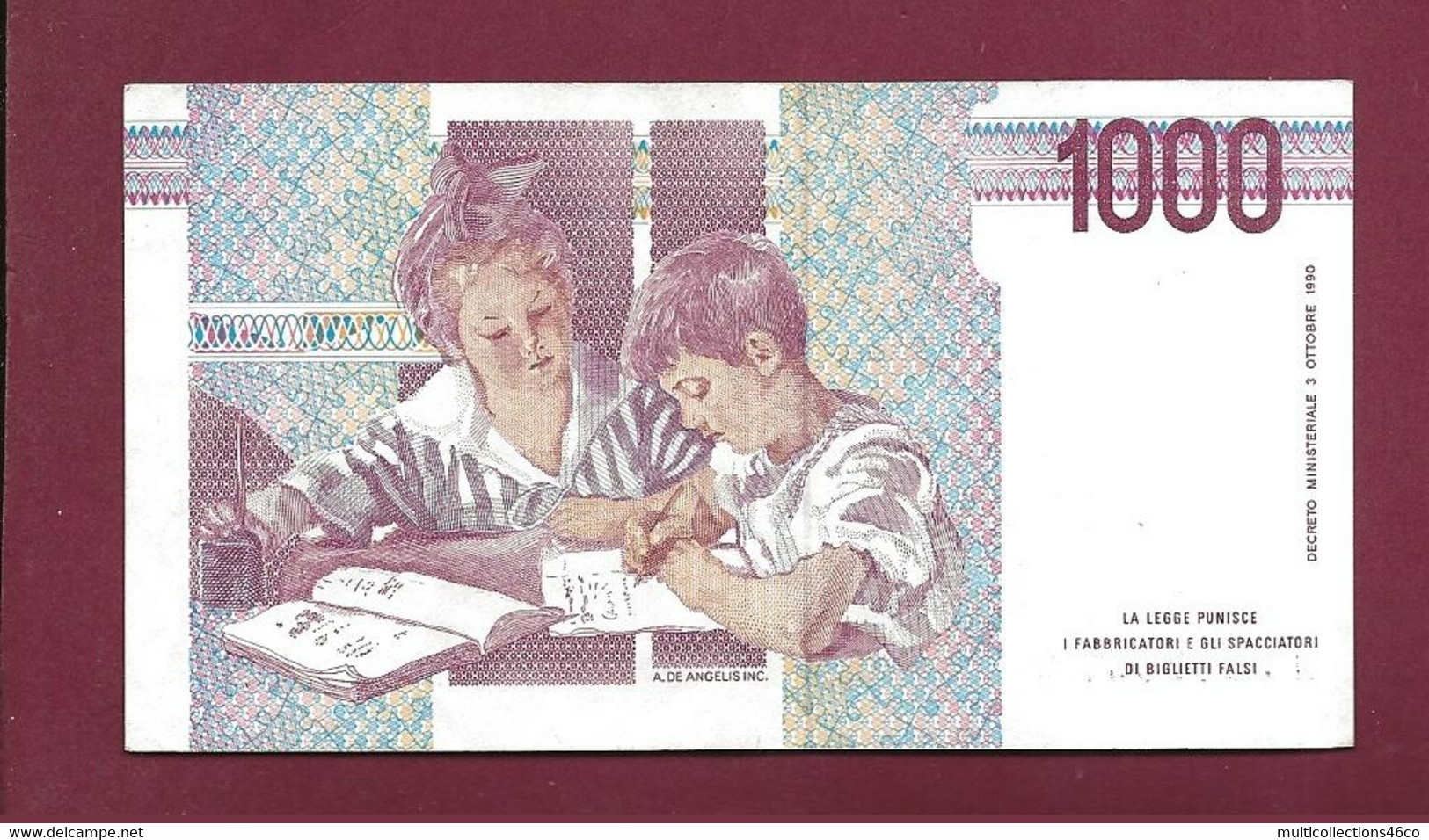 101221 - Billet ITALIE 3 Ottobre 1990 1000 Lire Banca D'Italia M MONTESSORI - 1000 Liras