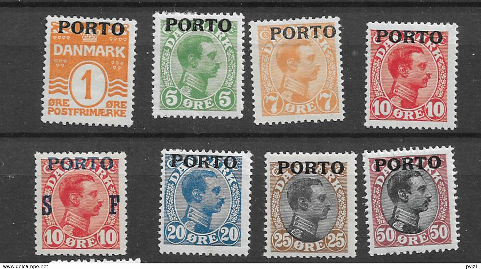 1921 MH Danmark Porto Mi 1-7, 8 - Postage Due
