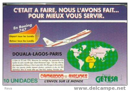 EQUATORIAL  GUINEA  10  U   AIR  CAMEROON  AIRPLANE   CHIP  MINT  EQG-08 READ DESCRIPTION !! - Guinea Ecuatorial