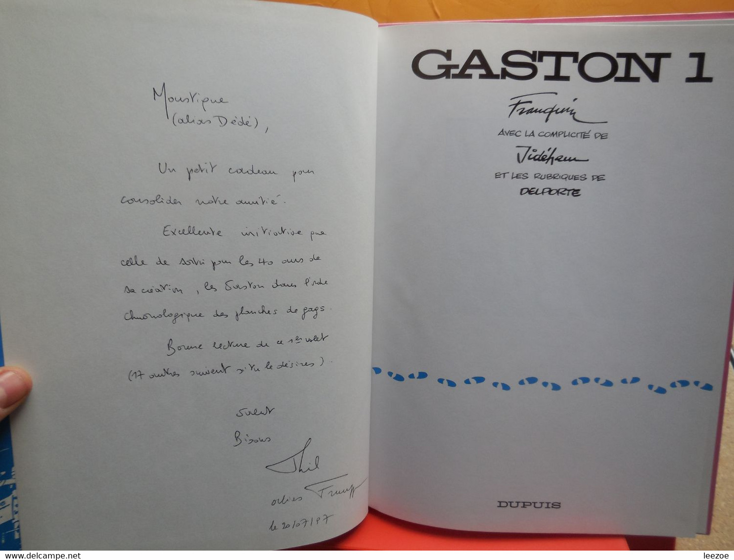 BD GASTON N°1 édition Spéciale 40ème Anniversaire, Dédicace Avec Signature à Identifier ( Liliane Franquin????)....C4B02 - Gaston