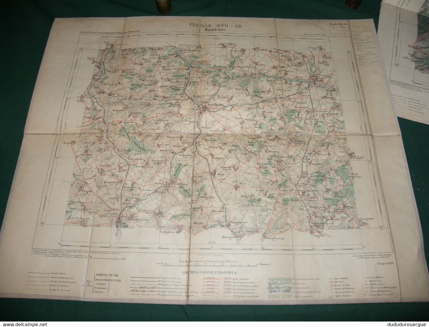 MONTDIDIER  :  CARTE DRESSEE PAR ORDRE DU MINISTERE DE L INTERIEUR ,  TIRAGE DE 1898  ,  CARTE  TOILEE - Cartes Topographiques