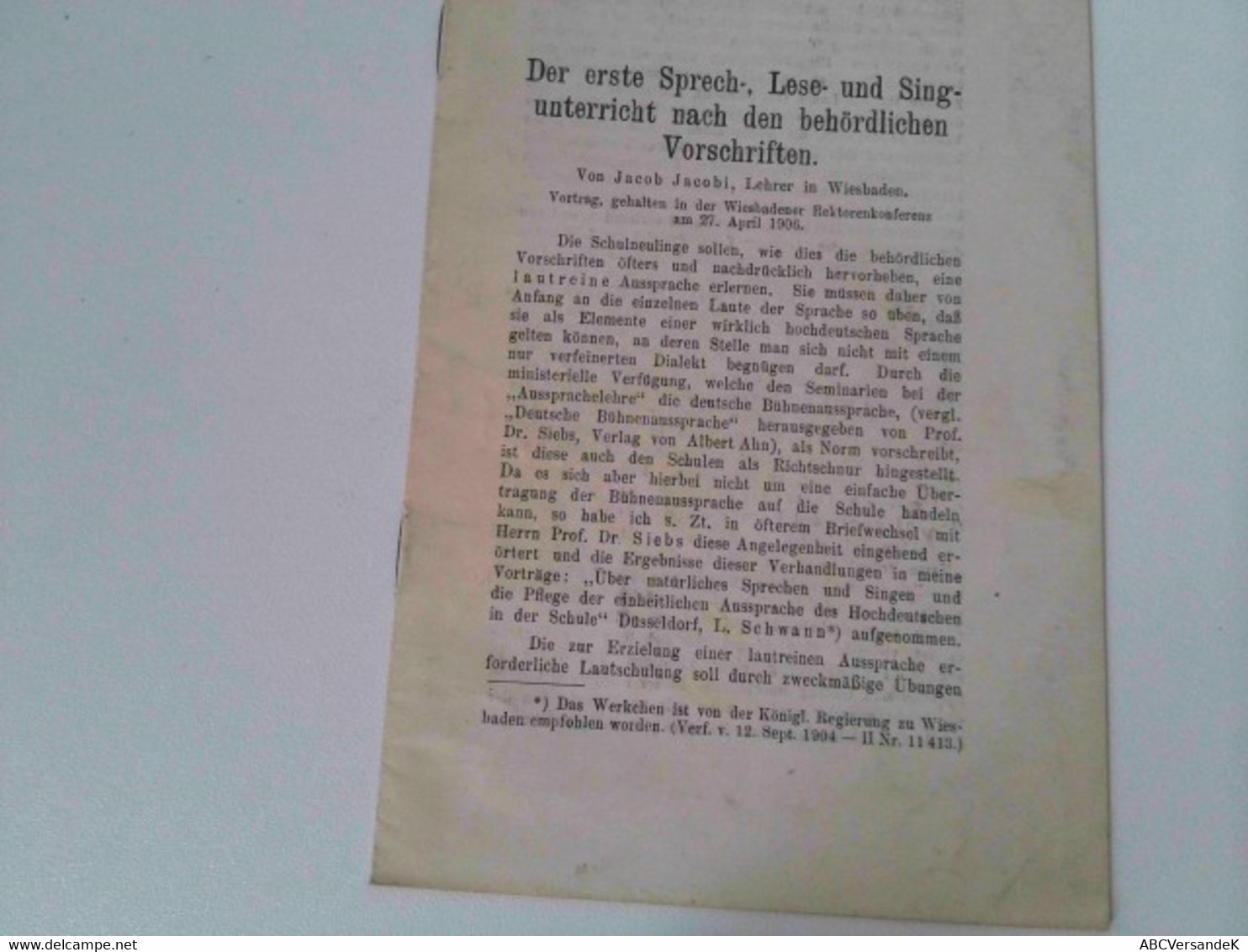 Der Erste Sprech-, Lese- Und Singunterricht Nach Den Behördlichen Vorschriften. Vortrag, Gehalten In Der Wiesb - Poésie & Essais