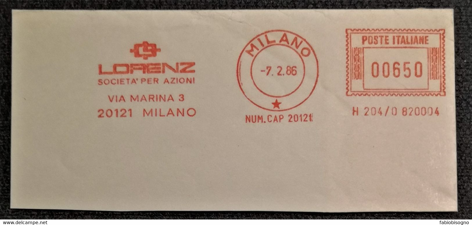 Italy Milano 1986 - LORENZ  ( Watch Armbanduhr ) - EMA Meter Freistempel Fragment - Horlogerie