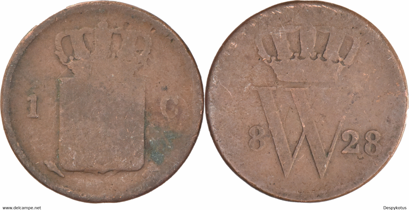Pays-Bas - 1828 - 1 Cent - Guillaume 1er - Torche - B050 - 1815-1840: Willem I