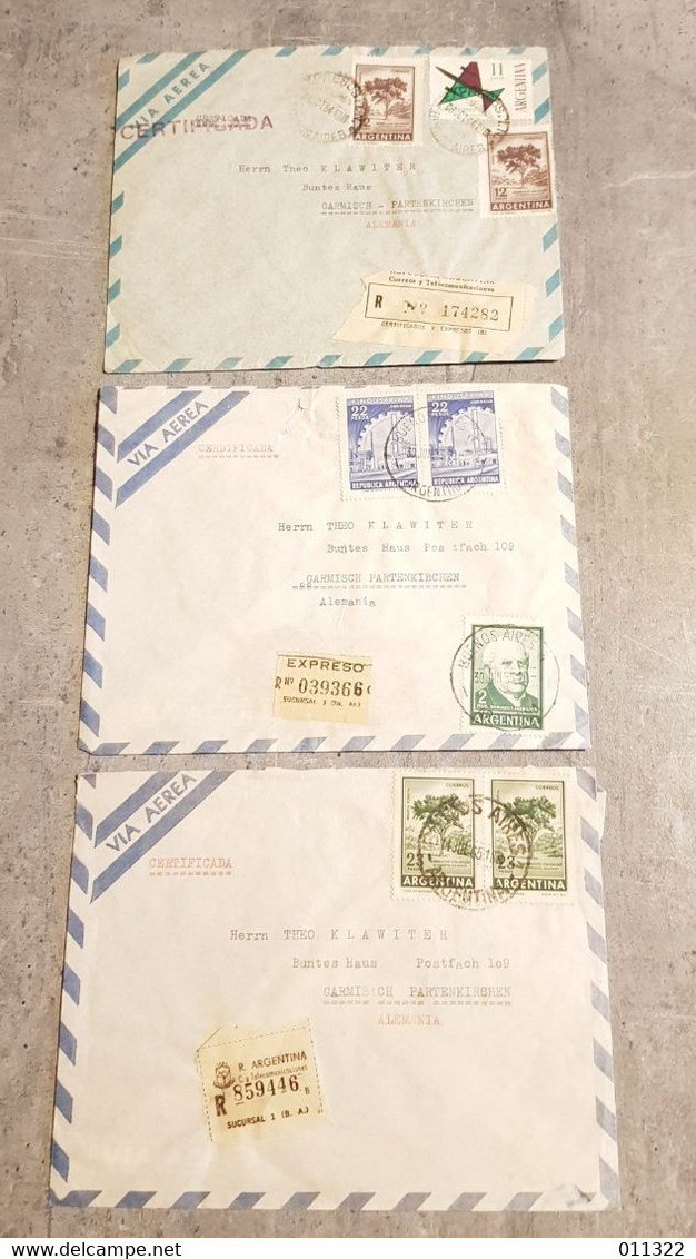 ARGENTINA 3 COVERS CIRCULED YEARS 1964&1965 SEND TO GERMANY - Buenos Aires (1858-1864)