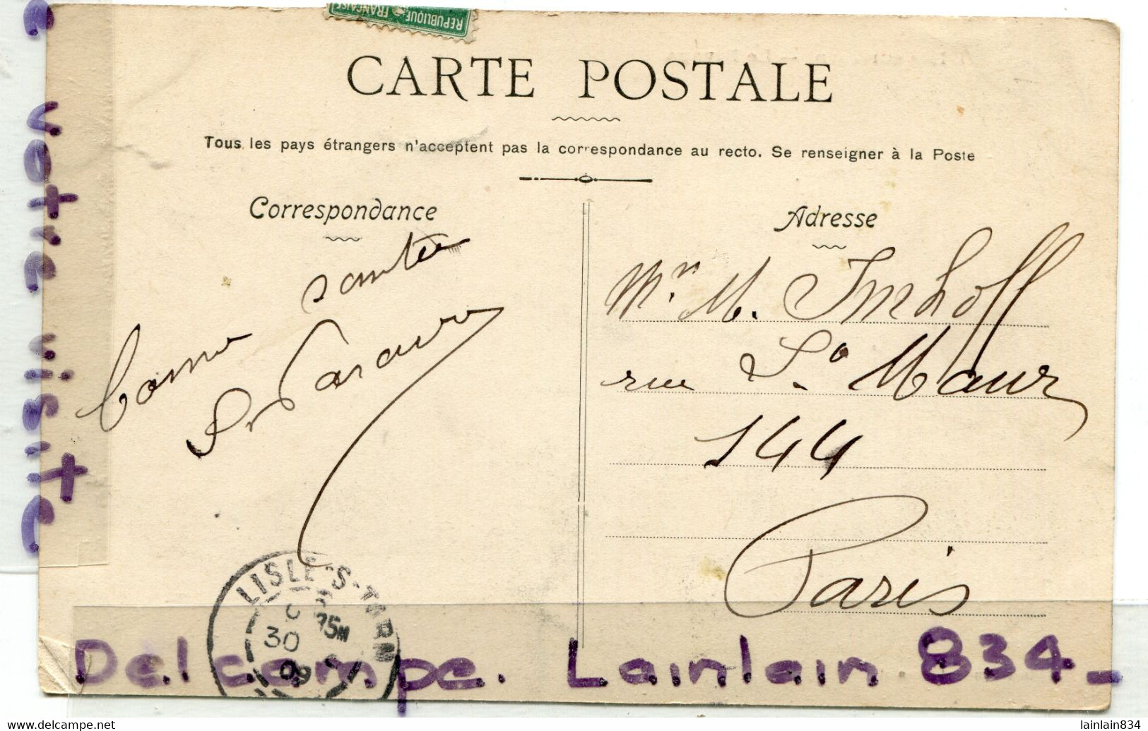 - L'Isle Sur Tarn - ( Tarn ) - Le Rivage, Pêcheur  à La Ligne, Peu Courante, , écrite, 1909,  TBE, Scans. - Lisle Sur Tarn