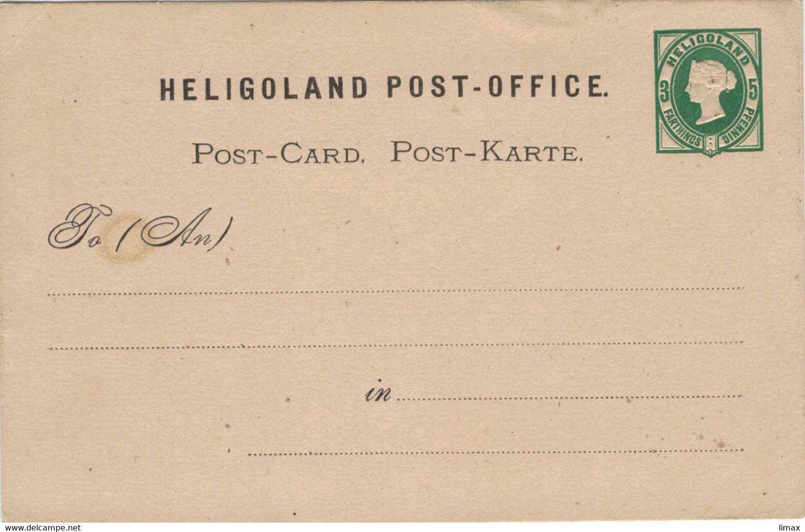 Ganzsache Ungebraucht - Heligoland Helgoland - Reliefdruck - 3 Farthings - 5 Pfennig - Heligoland (1867-1890)