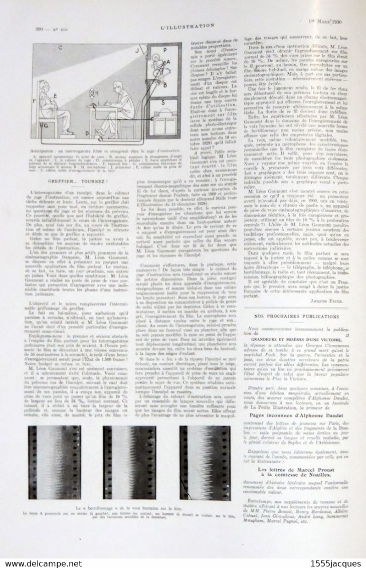 L'ILLUSTRATION N° 4539 01-03-1930 CHASSEURS ALPINS POINCARÉ ORGUE VALBONNE LINDBERGH AUTOCHENILLE BEDEILHAC MUENCHE