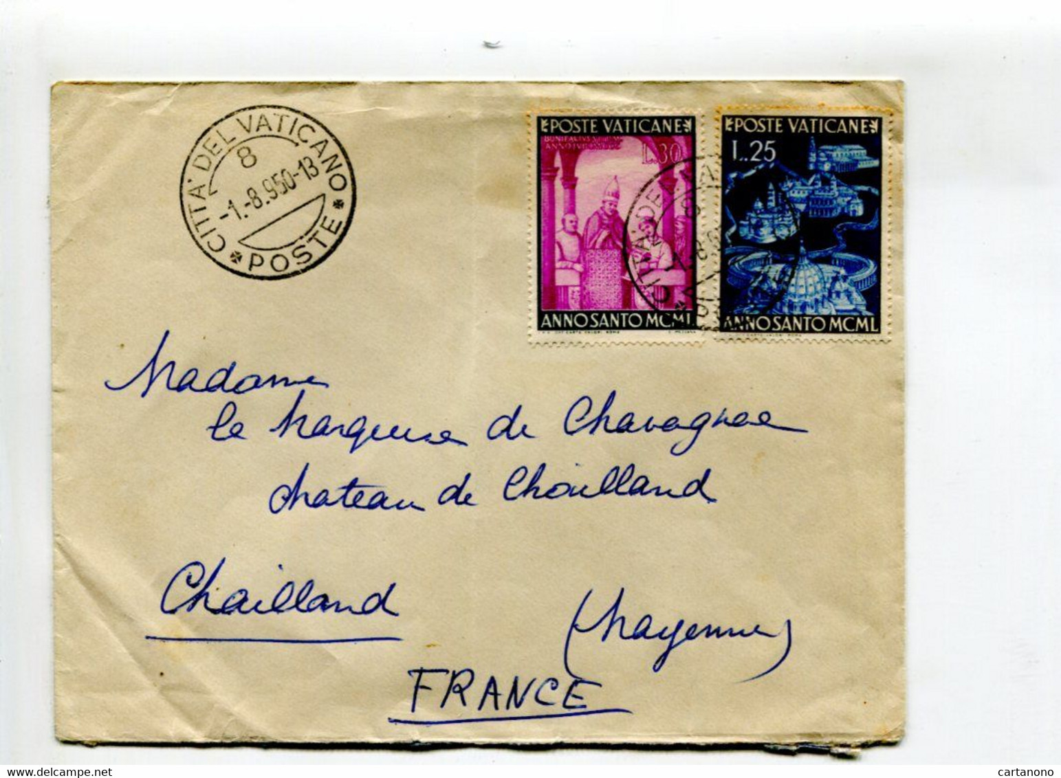 VATICAN 1950 - Affranchissement Sur Lettre Carte Postale Pour La France - Macchine Per Obliterare (EMA)