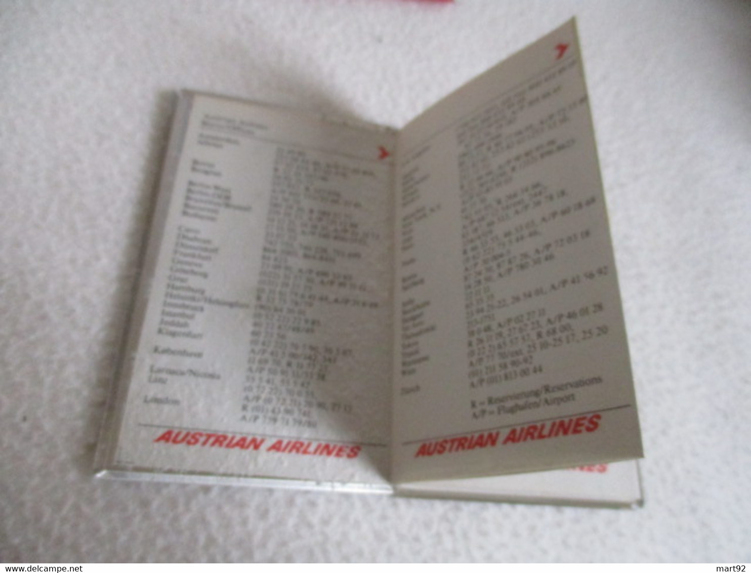 REPERTOIRE  AUSTRIAN AIRLINES DANS SON ETUI - Advertisements