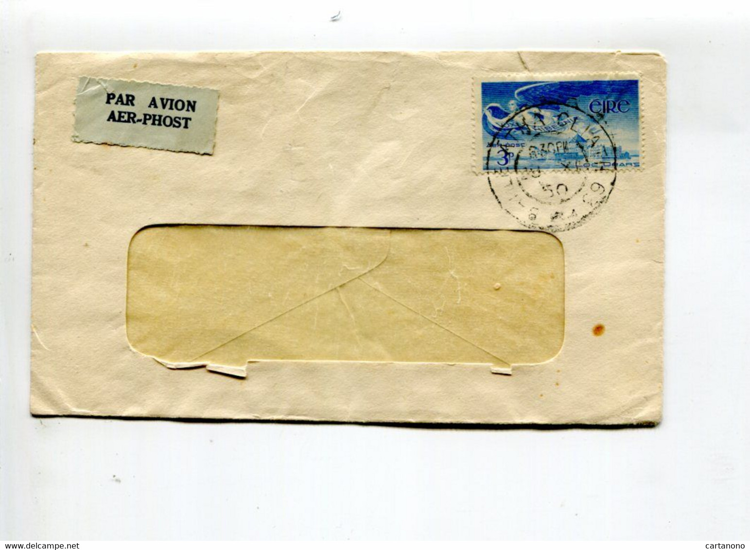 IRLANDE 1950 - Affr. Poste Aérienne N°2 Seul Sur Lettre Pour La France + étiquette "par Avion" - Luftpost