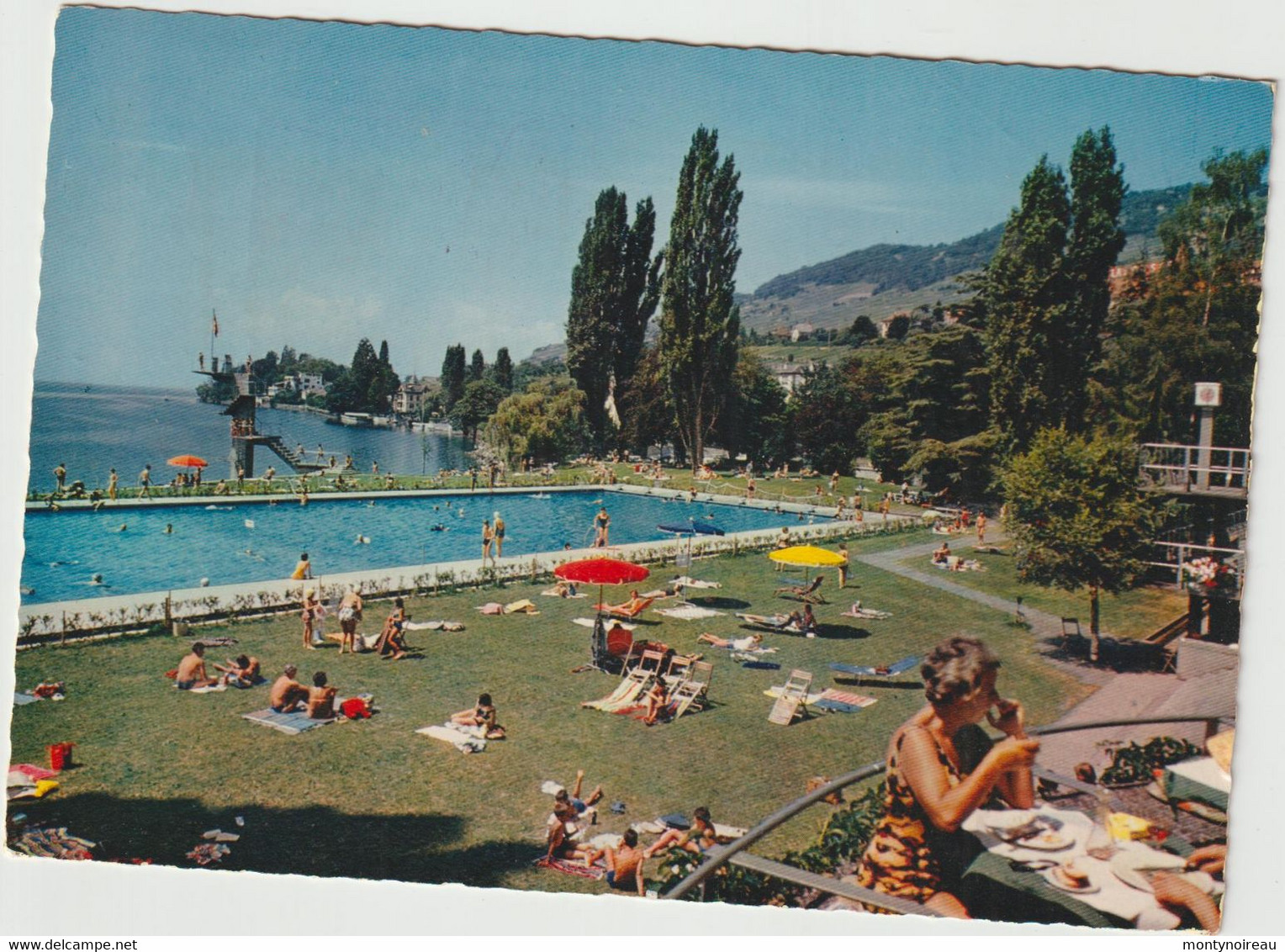 Suisse : VEVEY - CORSEAUX  : Plage - Piscine , 1964 - Corseaux