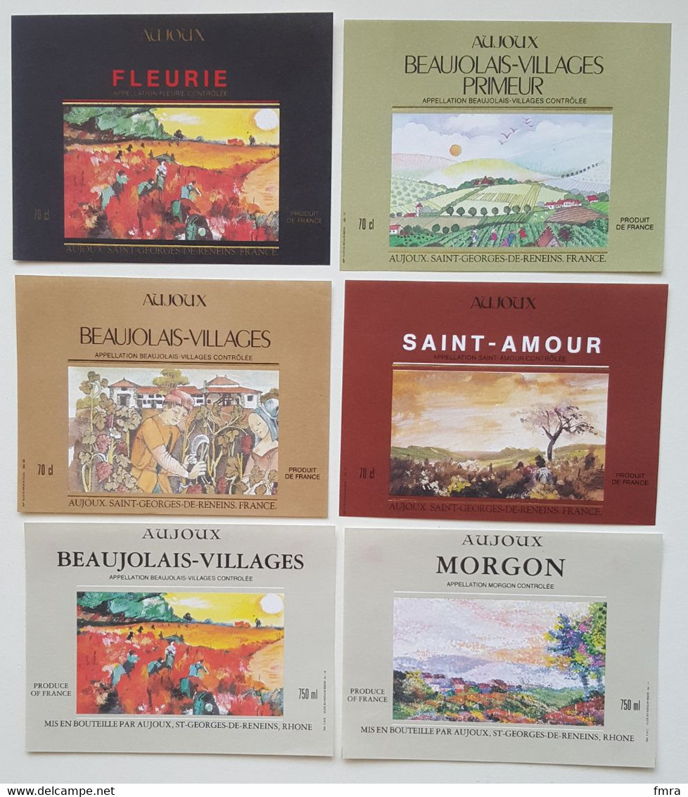 Lot 14 Belles étiquettes De Vin -Thème : Aquarelle - Dessins - Peintures - AUJOUX Saint-Georges-de-Reneins /ET3 - Arte