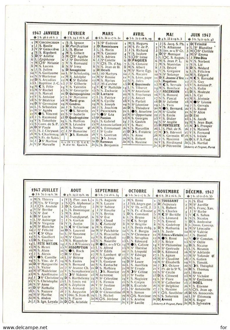 Calendrier - Petit Format : 1947 : Publicité : L'UNION : Compagnie D'Assurances Incendie - Accidents : Place Vendôme - Formato Grande : 1961-70