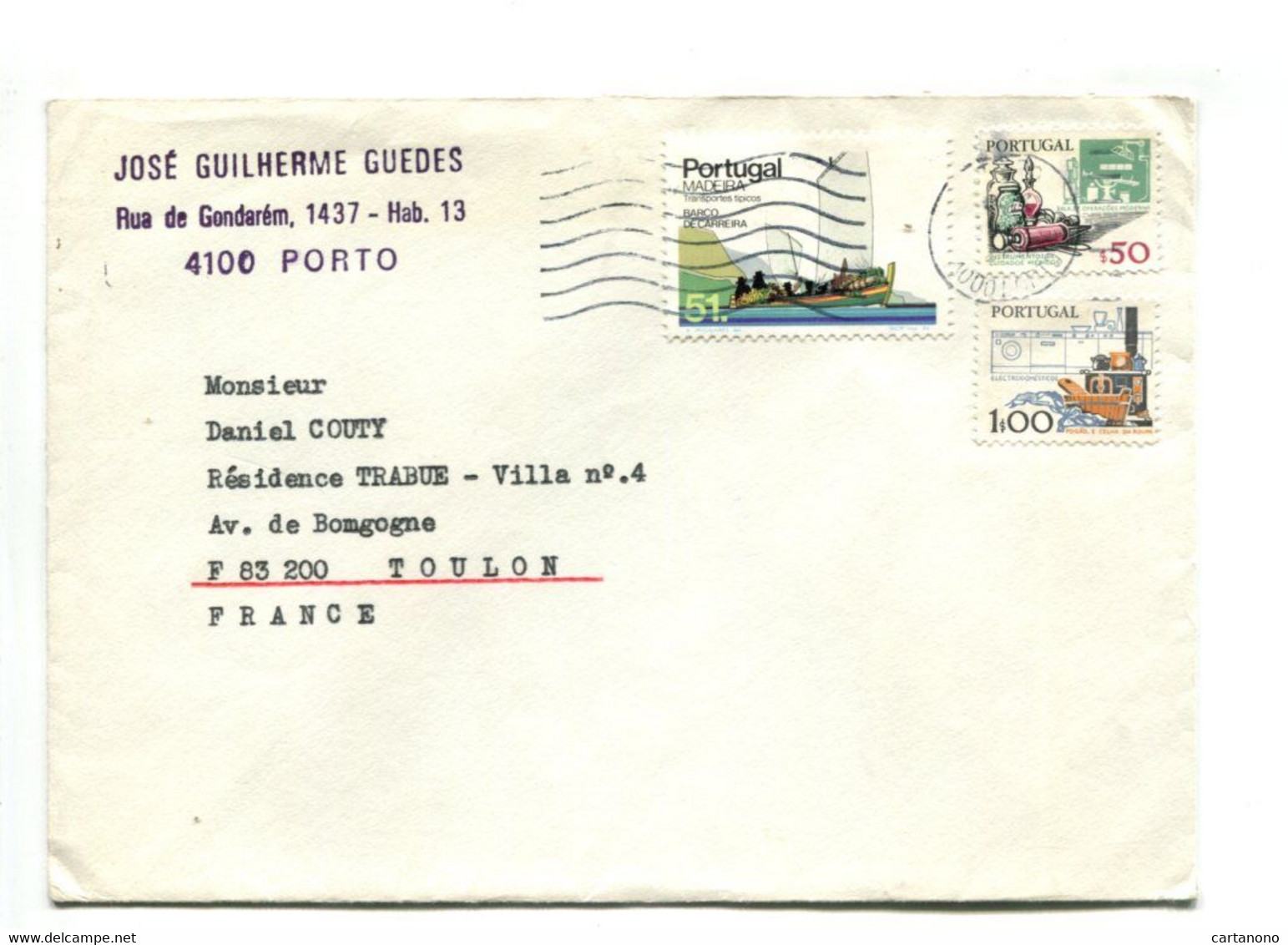 PORTUGAL  - Affr. Sur Lettre Pour La France - Postmark Collection