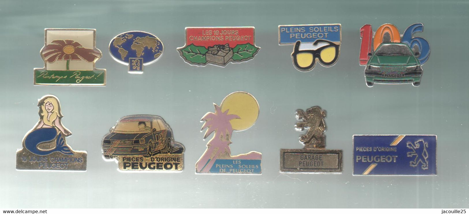 PINS PIN'S AUTO PEUGEOT 707 AUTOMOBILE LOGO LION GARAGE 106 LUNETTES SIRENE PIN UP LOT 10 PINS - Peugeot