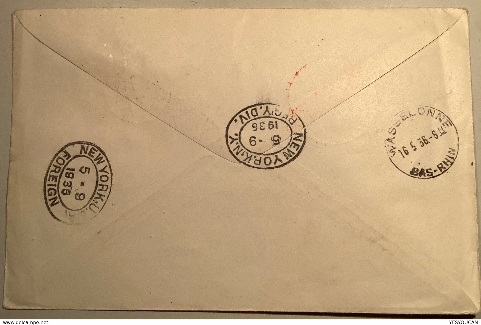 1936 Zeppelin 2Fr ABART Mi 150 I PLATTENFEHLER Brief TRIESENBERG>Wasselonne Bas-Rhin(Liechtenstein Lettre Cover - Storia Postale