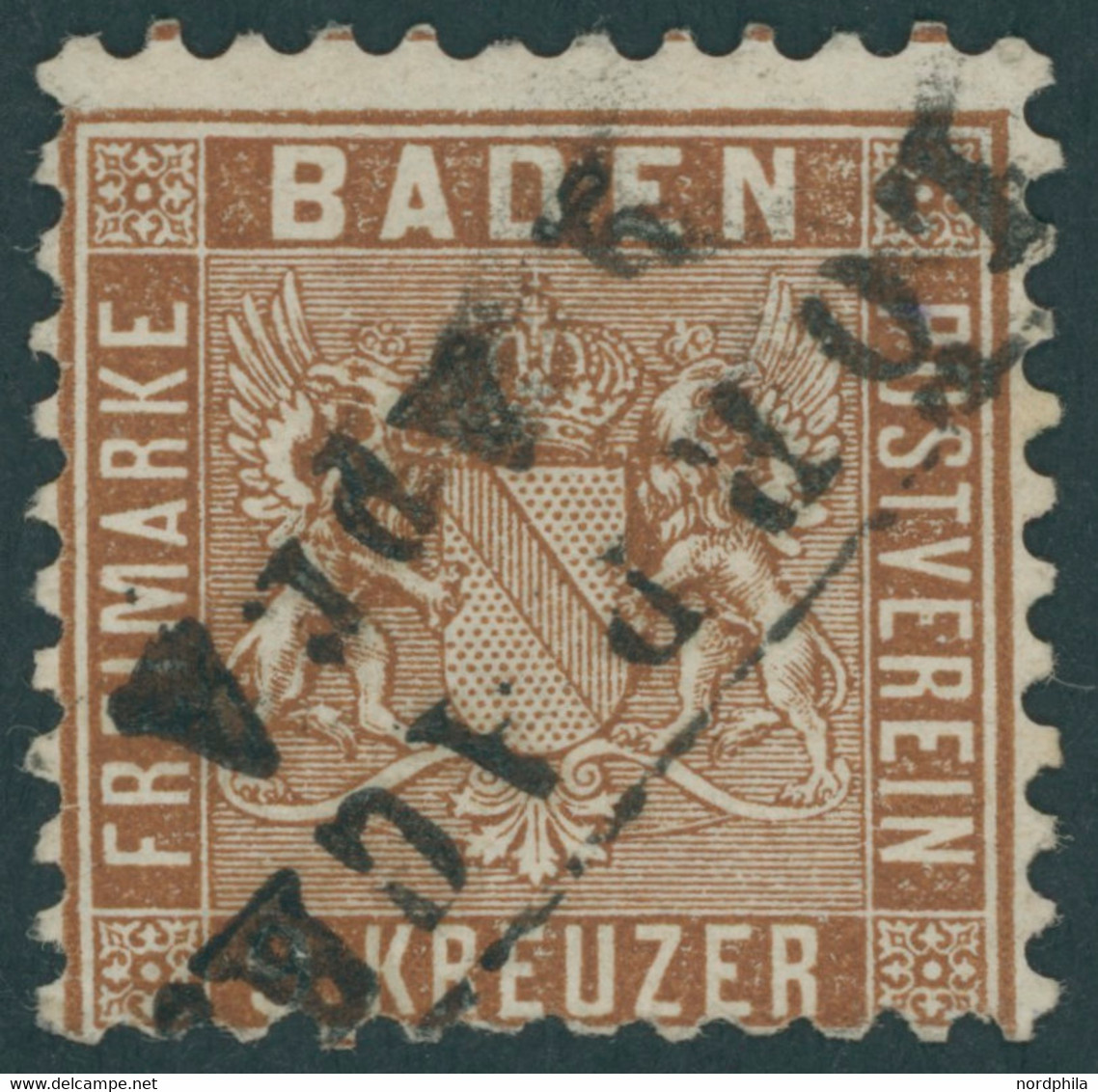 BADEN 15c O, 1862, 9 Kr. Lebhaftbraun, Feinst, Gepr. Brettl, Mi. 350.- - Other & Unclassified