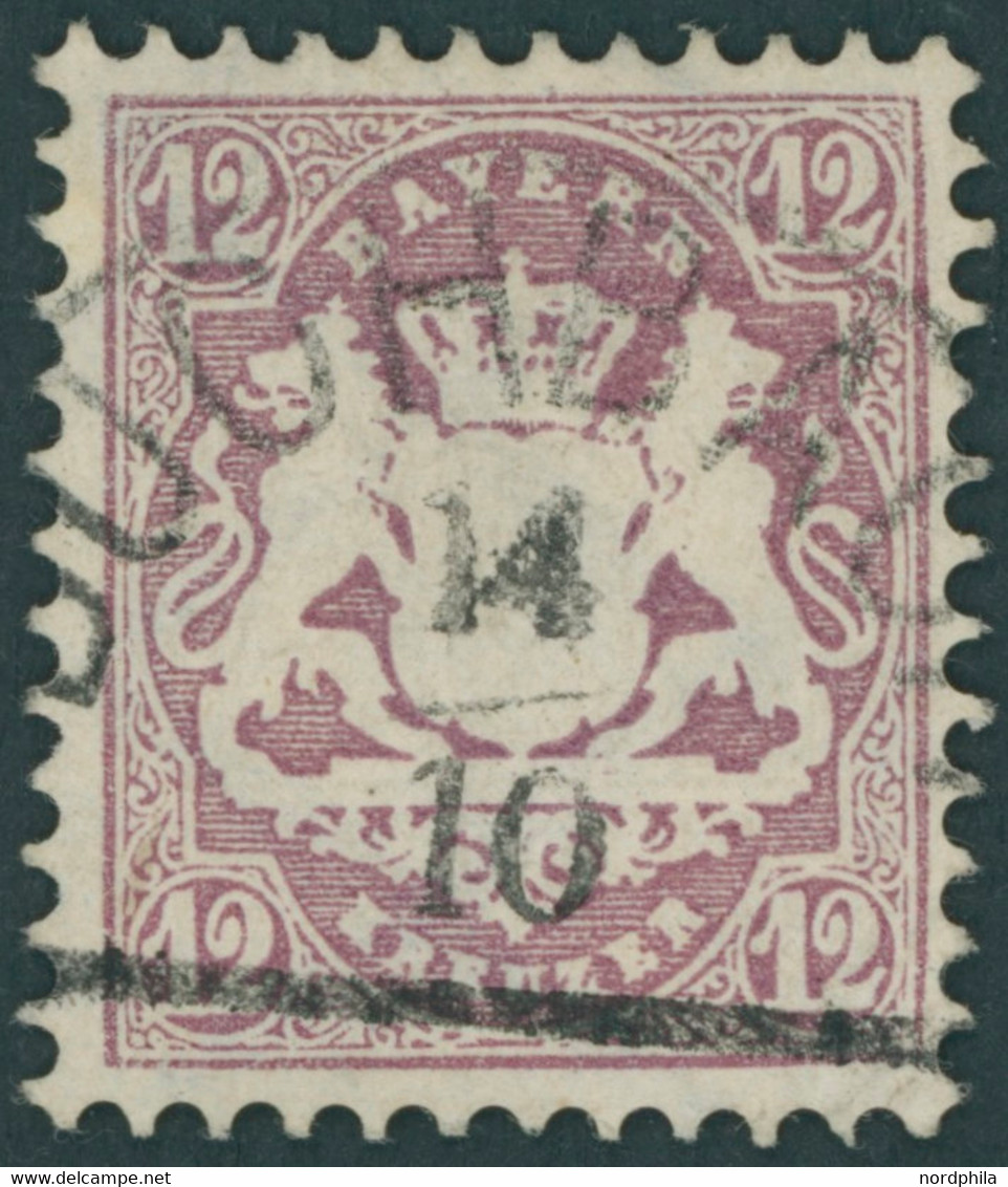 BAYERN 26X O, 1870, 12 Kr. Dunkelbraunpurpur, Wz. Enge Rauten, Zentrischer Segmentstempel BUCHBACH, Farbfrisch, Kabinett - Other & Unclassified