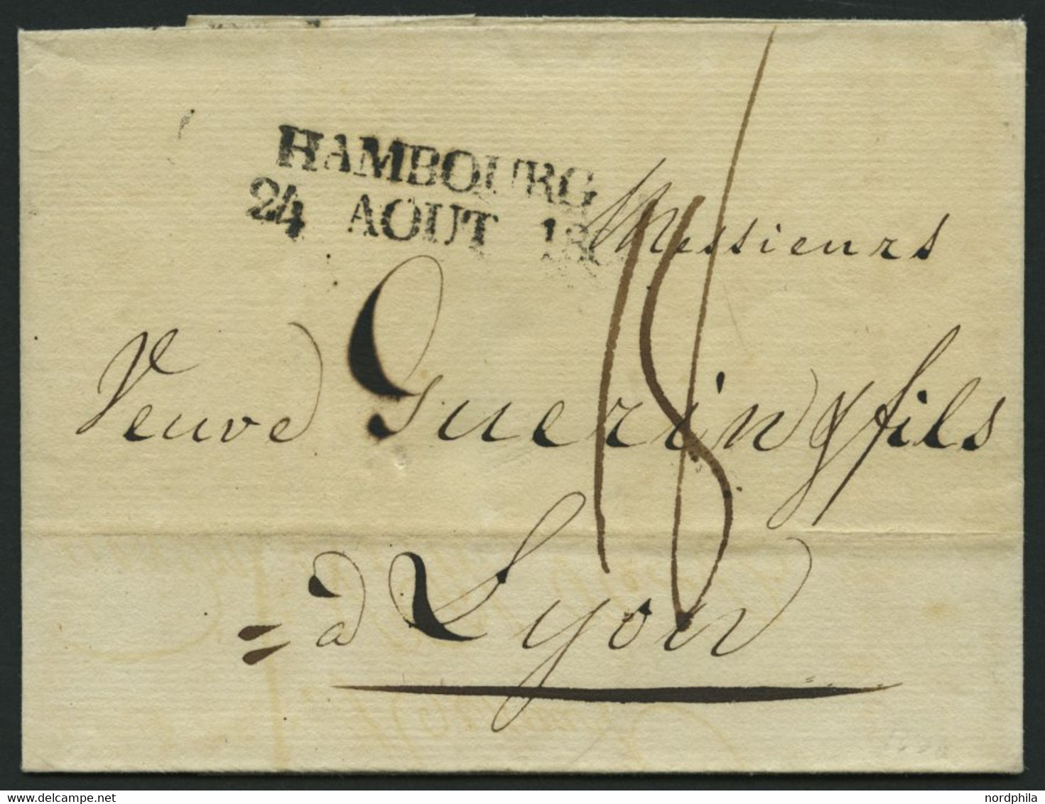 HAMBURG 1808, HAMBOURG. 4., L2 Auf Brief Nach Lyon, Pracht - Other & Unclassified