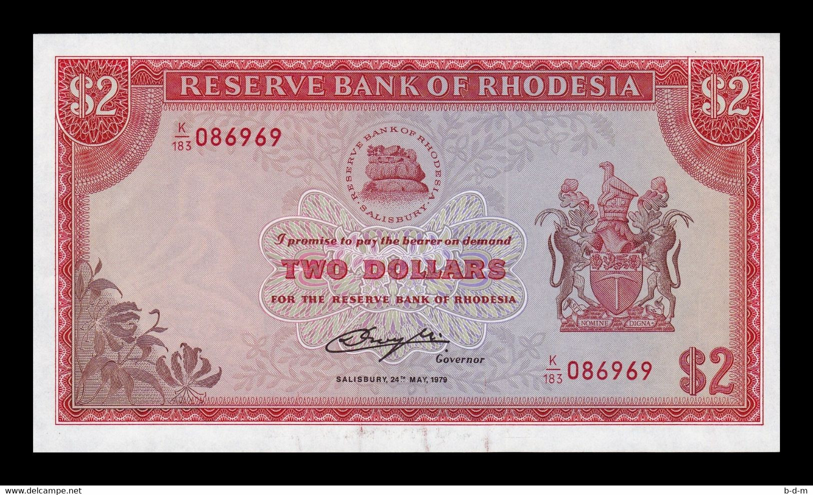 Rhodesia Rodesia 2 Dollars 24.05.1979 Pick 39b SC UNC - Rhodésie