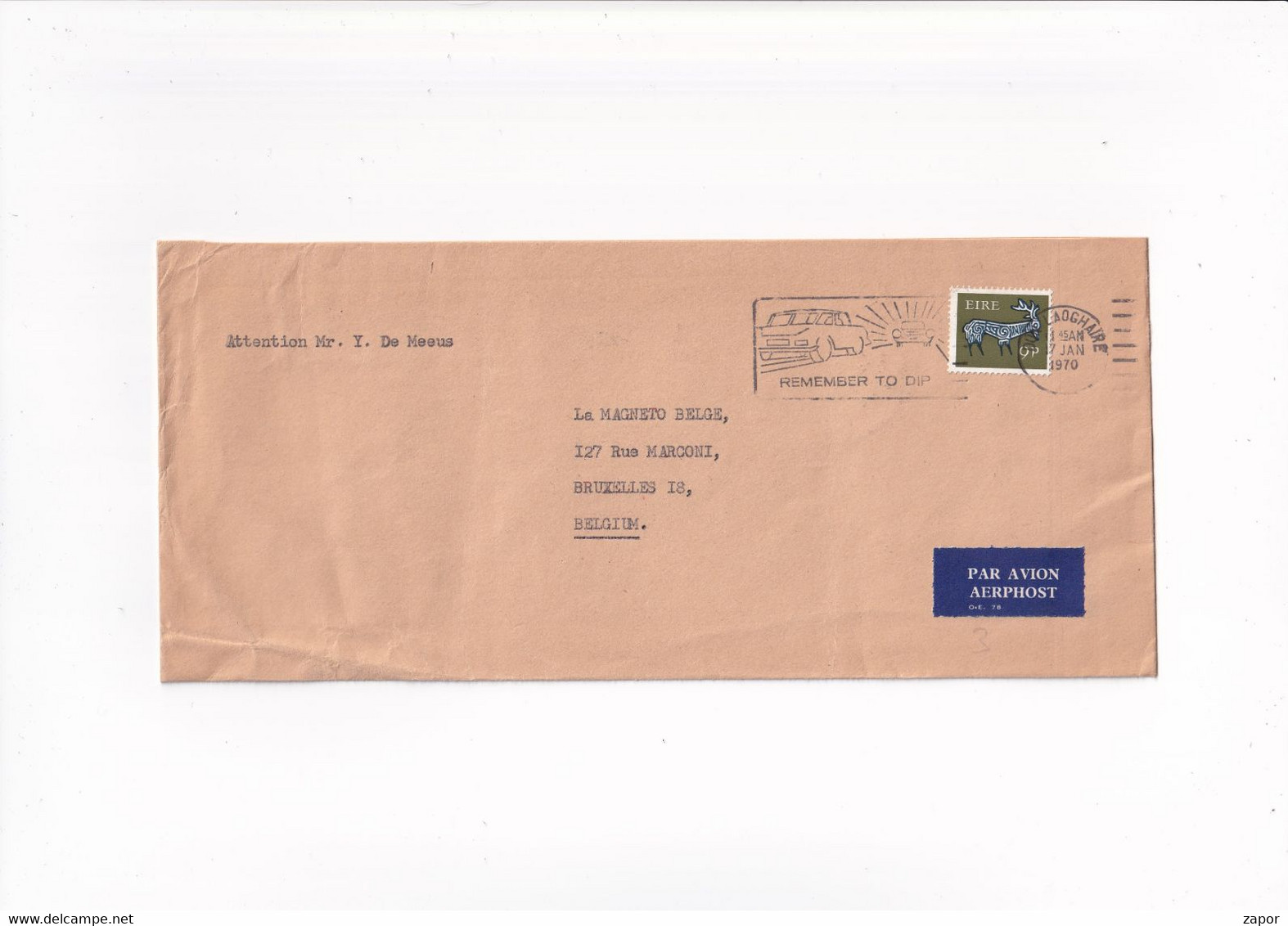 Letter From Eire To Magneto Bruxelles - 1970 - Poste Aérienne