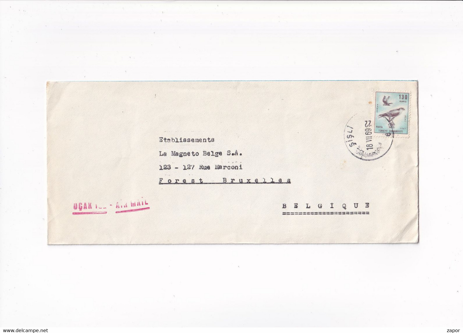 Letter From Sisli To Magneto Bruxelles - 1969 - Posta Aerea