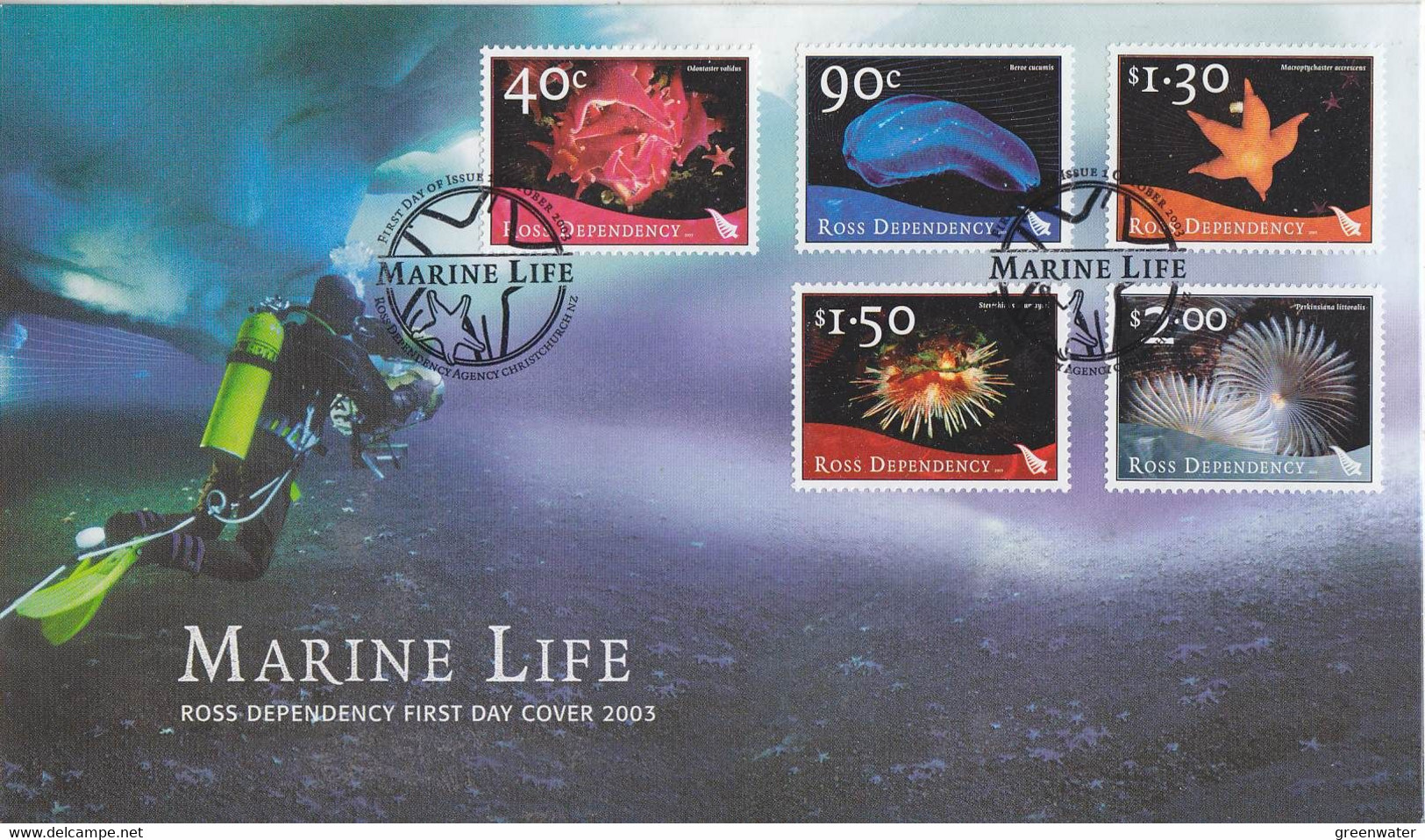 Ross Dependency 2003 Marine Life 5v  FDC (ROF160) - Unused Stamps