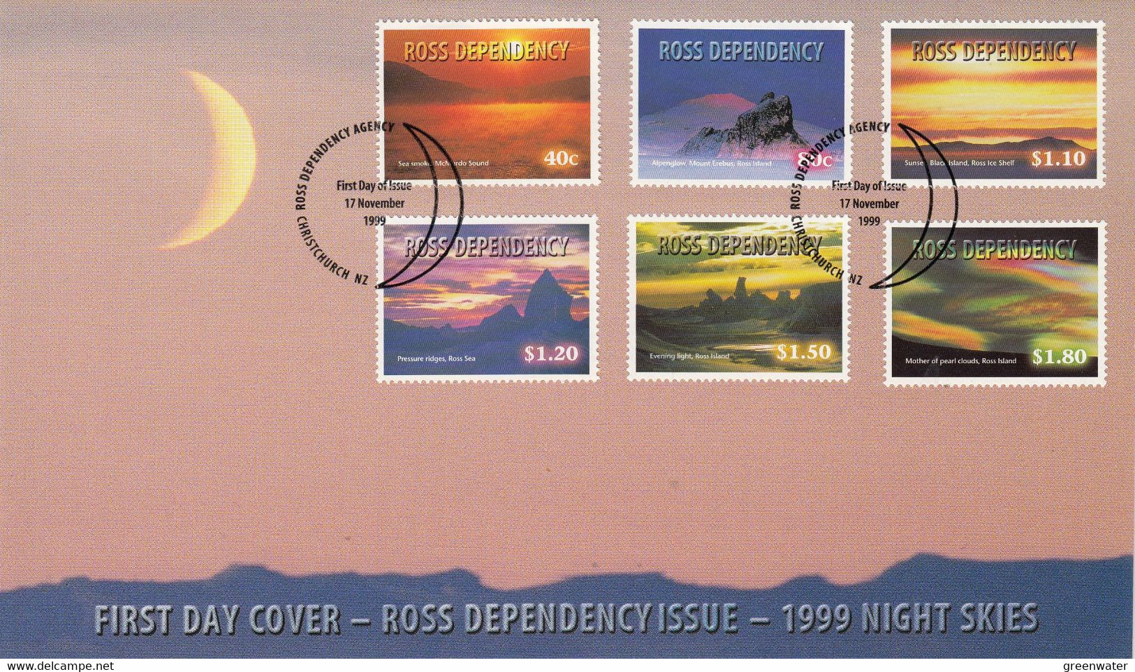 Ross Dependency 1999 Night Skies 6v  Night Skies  (ROF163) - FDC