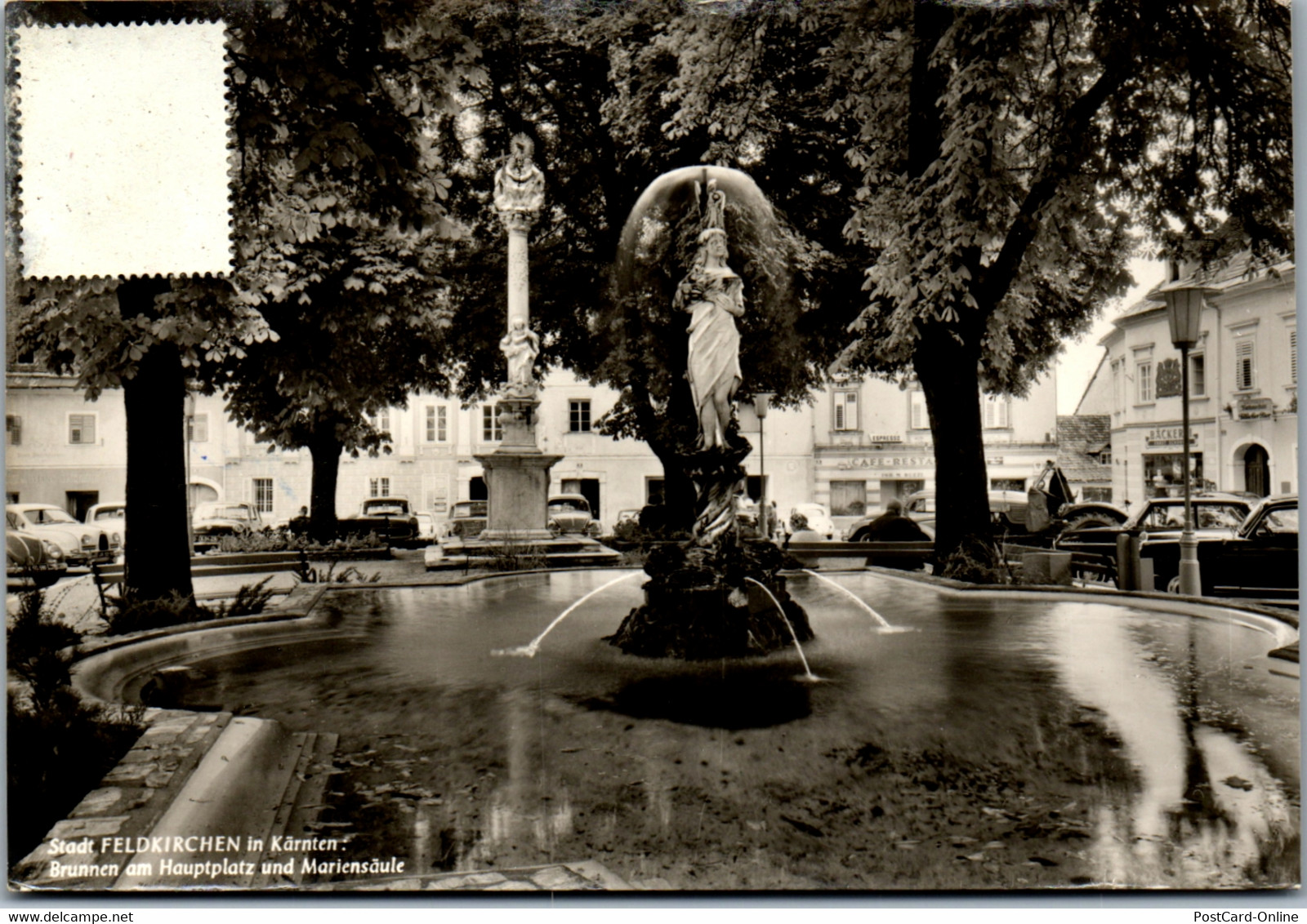 22959 - Kärnten - Feldkirchen , Brunnen Am Hauptplatz Und Mariensäule  - Gelaufen - Feldkirchen In Kärnten