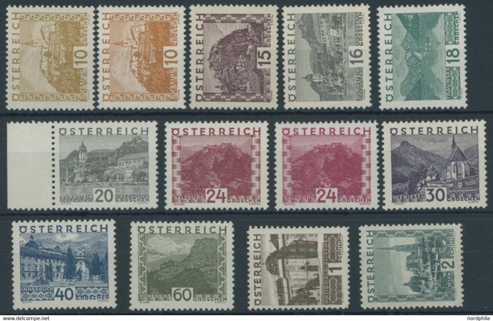 ÖSTERREICH 1918-1938 498-507,09-11 **, 1929, Landschaften, Ohne 50 G., 13 Postfrische Prachtwerte, Mi. 820.- - Other & Unclassified