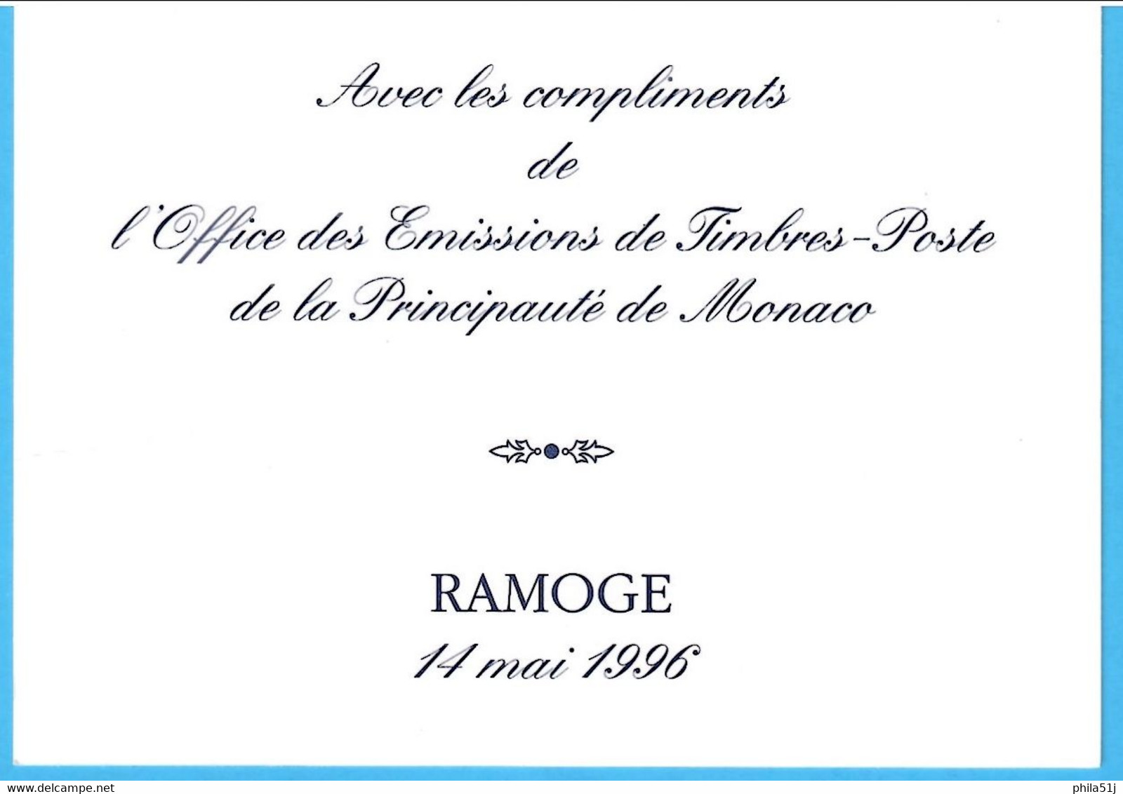 ACCORD RAMOGE 1996---OBL VOIR SCAN - Briefe U. Dokumente