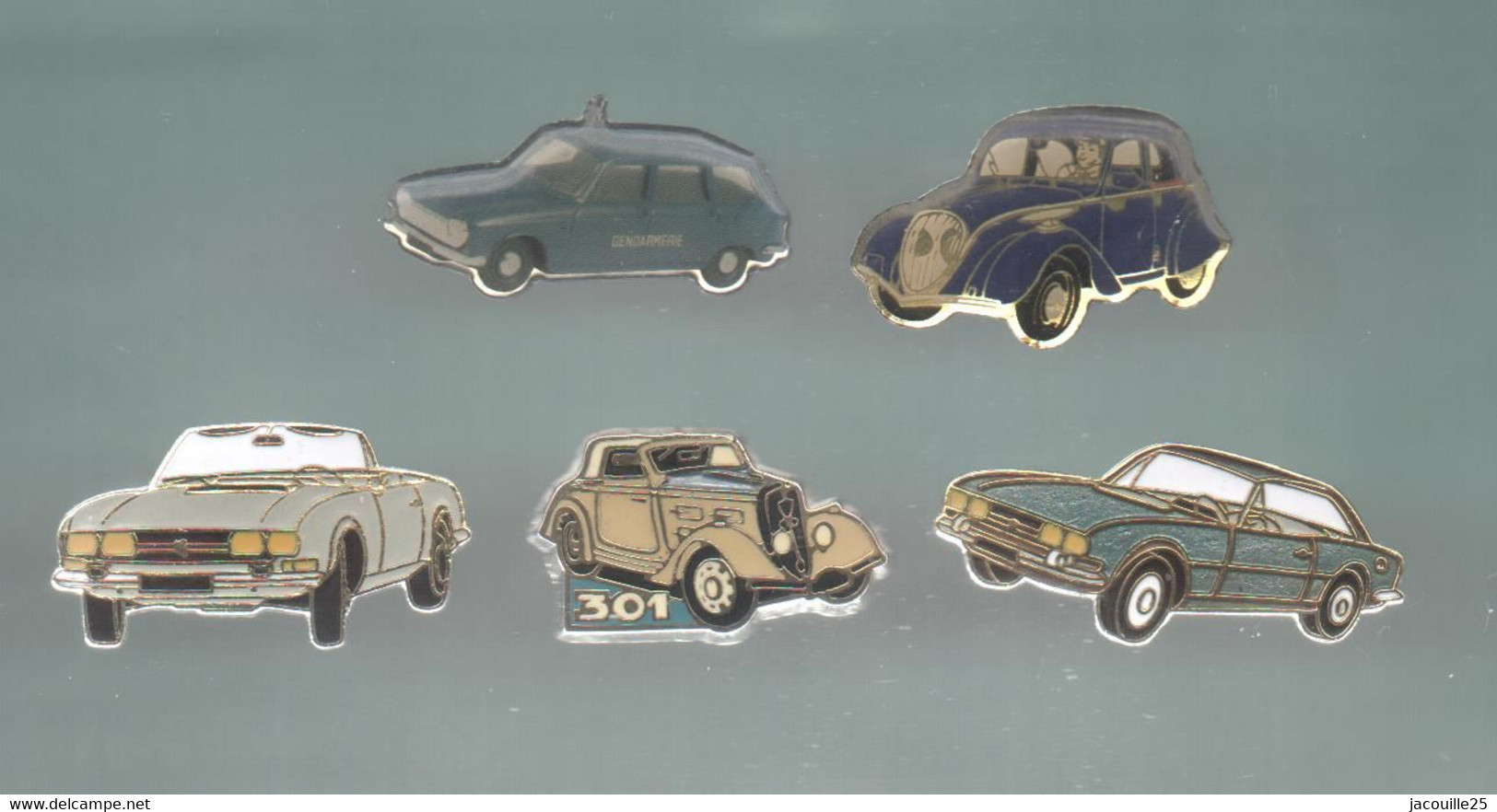 PINS PIN'S AUTO PEUGEOT 709 AUTOMOBILE 504 CABRIOLET POLICE RETRO JUVA 301  LOT 5 PINS - Peugeot