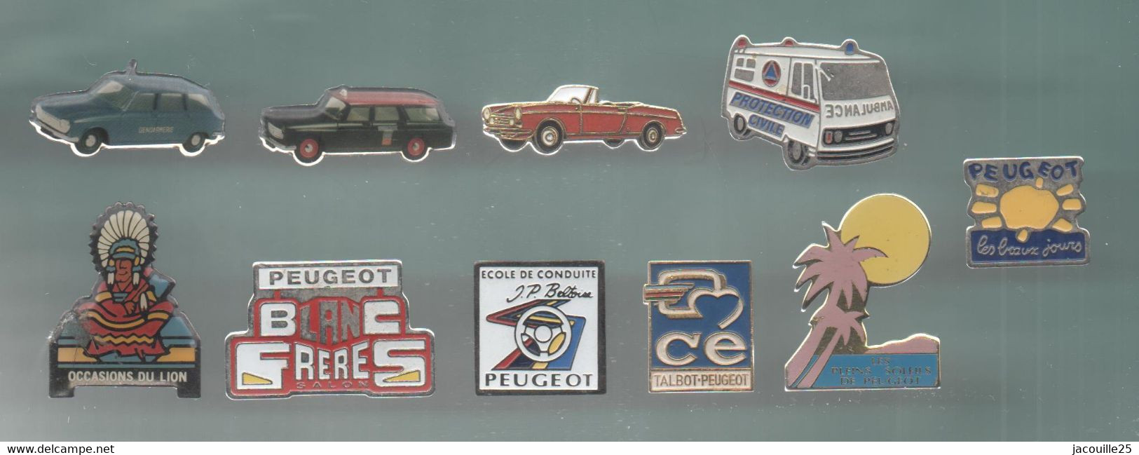 PINS PIN'S AUTO PEUGEOT 713 AUTOMOBILE CE TALBOT BLANC FRERES SALON J7 AMBULANCE INDIEN CAMIONETTE LOT 10 PINS - Peugeot