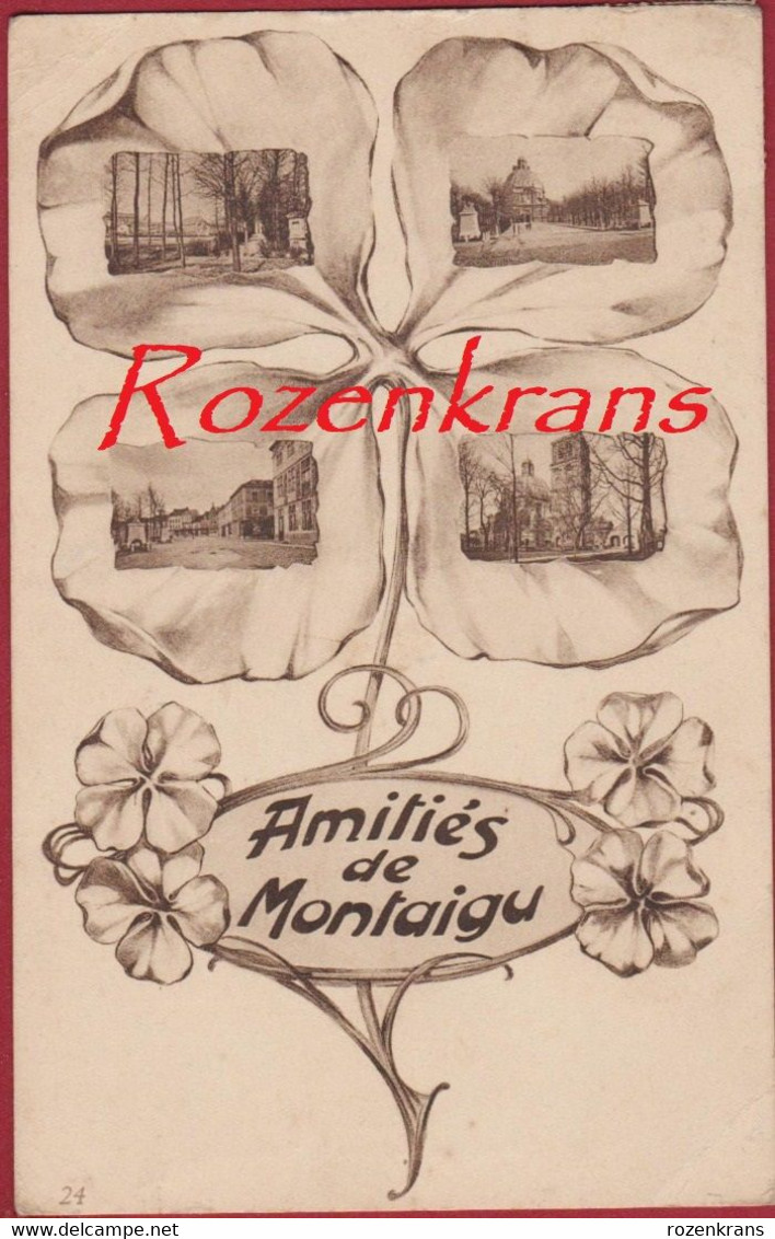 Lotje Van 2 Lot CPA X 3 Kaarten Carte Fantaisie Un Bonjour De Montaigue Scherpenheuvel  Amities Trefle Klavertje Vier - Scherpenheuvel-Zichem