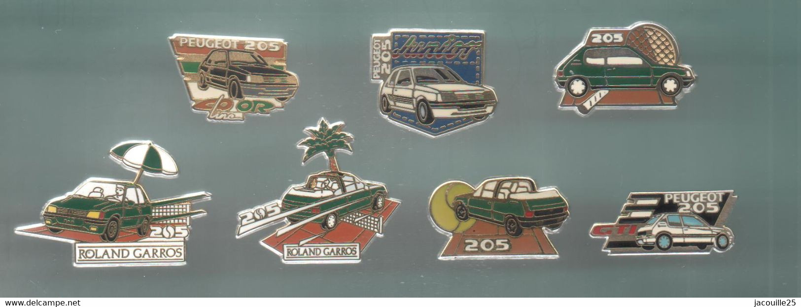 PINS PIN'S AUTO PEUGEOT 714 AUTOMOBILE 205 GTI RG ROLLAND GAROS  LOT 7 PINS DONT 2 AB ARTHUS - Peugeot