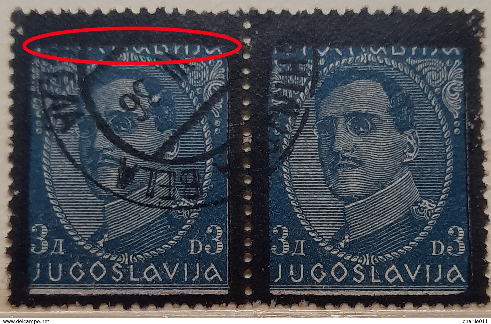 KING ALEXANDER-3 D-PAIR-BLACK OVERPRINT-ERROR-POSTMARK BOHINJSKA BELA-RARE-SLOVENIA-YUGOSLAVIA-1934 - Non Dentelés, épreuves & Variétés