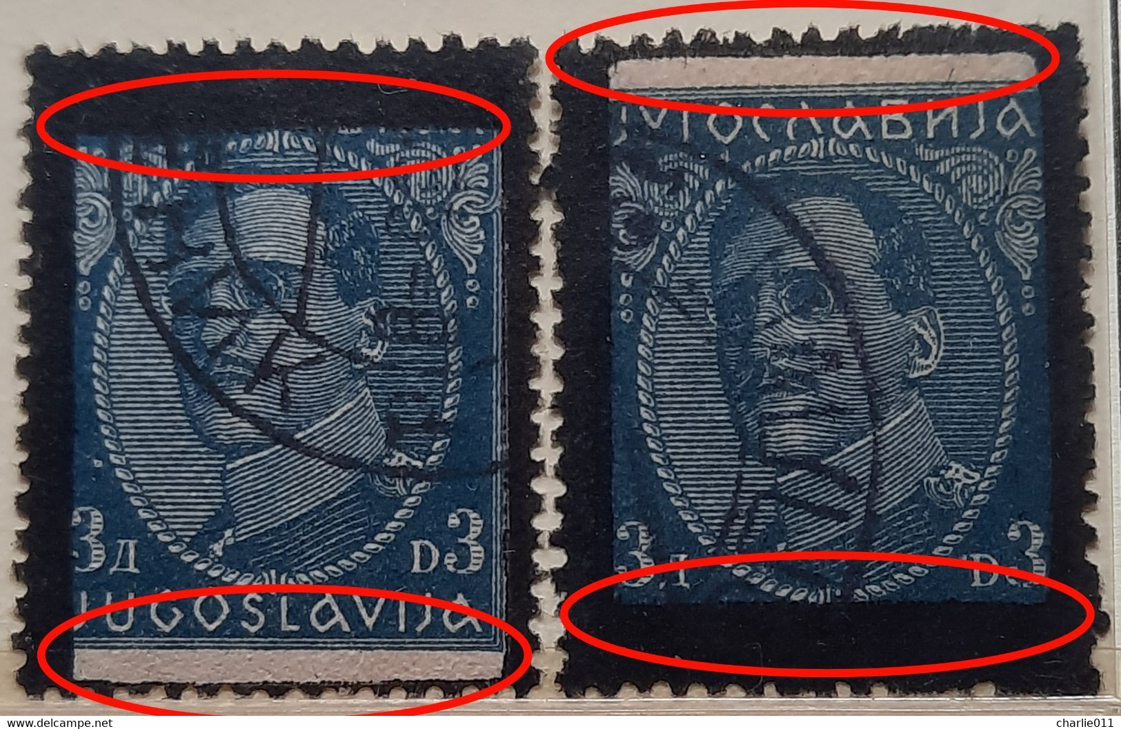 KING ALEXANDER-3 D-BLACK OVERPRINT-ERROR-VARIATION-YUGOSLAVIA-1934 - Imperforates, Proofs & Errors