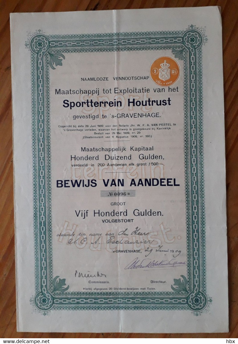 Maatschappij Tot Exploitatie Van Het Sportterrein Houtrust - Den Haag - 1909 - Sport