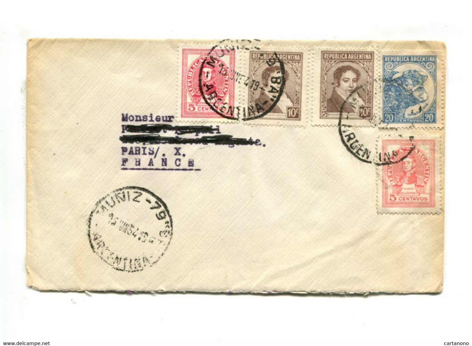 ARGENTINE 1954 - Affr. Sur Lettre Pour La France. - Otros & Sin Clasificación