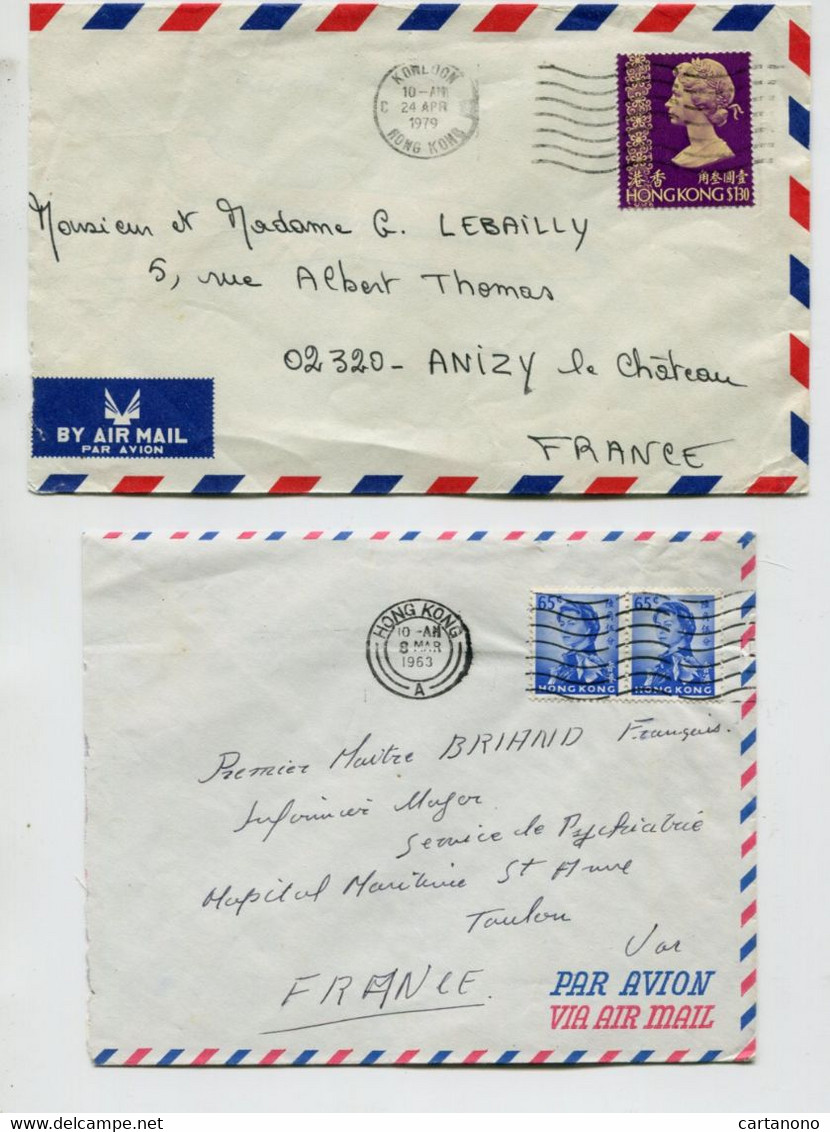 HONG KONG 1963/ 1979 - 2 Lettres Avec Affranchissement Sur Lettre Par Avion - Sonstige & Ohne Zuordnung