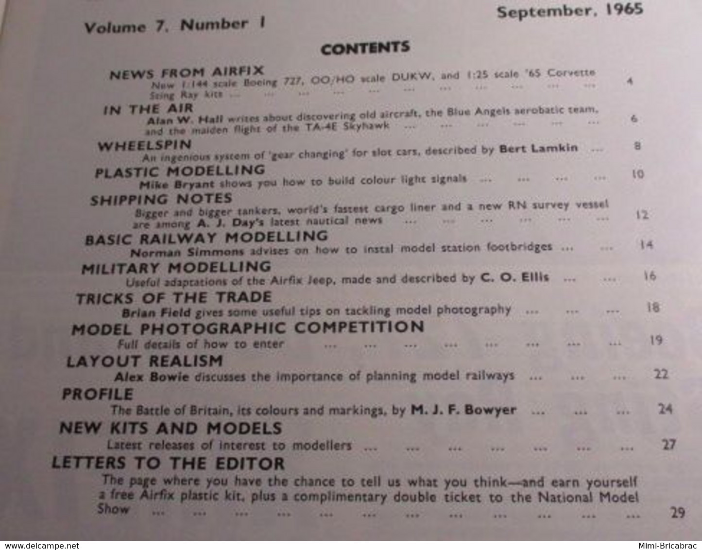 AIRFIXMAG2021 Revue Maquettisme En Anglais AIRFIX MAGAZINE De Septembre 1965 , TBE , Sommaire En Photo 3 - Gran Bretagna