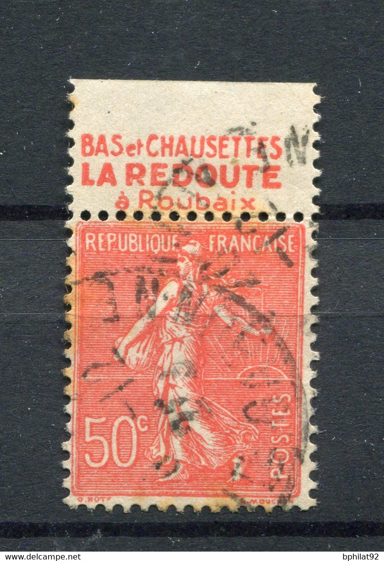 !!! 50C SEMEUSE AVEC BANDE PUB BAS ET CHAUSETTES (UN SEUL S) LA REDOUTE OBLITEREE - Used Stamps