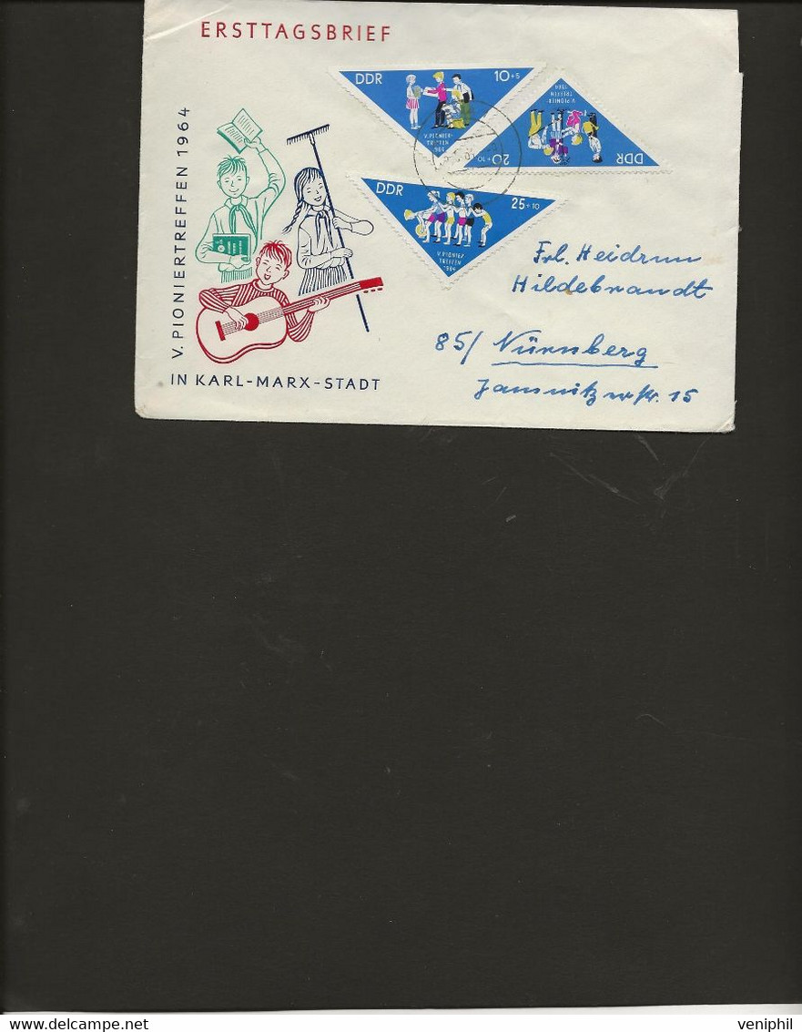 ALLEMAGNE ORIENTALE -LETTRE AFFRANCHIE SERIE 748 A 750 -  ANNEE 1964 - Brieven En Documenten