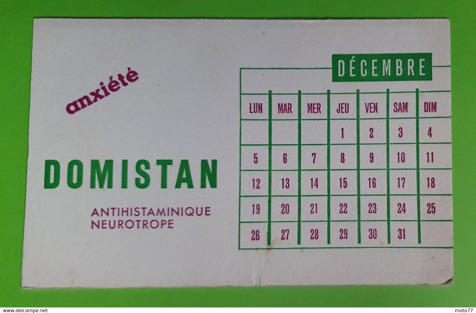 Buvard 805 CALENDRIER - Laboratoire - DOMISTAN - Etat D'usage : Voir Photos - 21 X 13.5 Cm Fermé Environ - DECEMBRE 1955 - Produits Pharmaceutiques