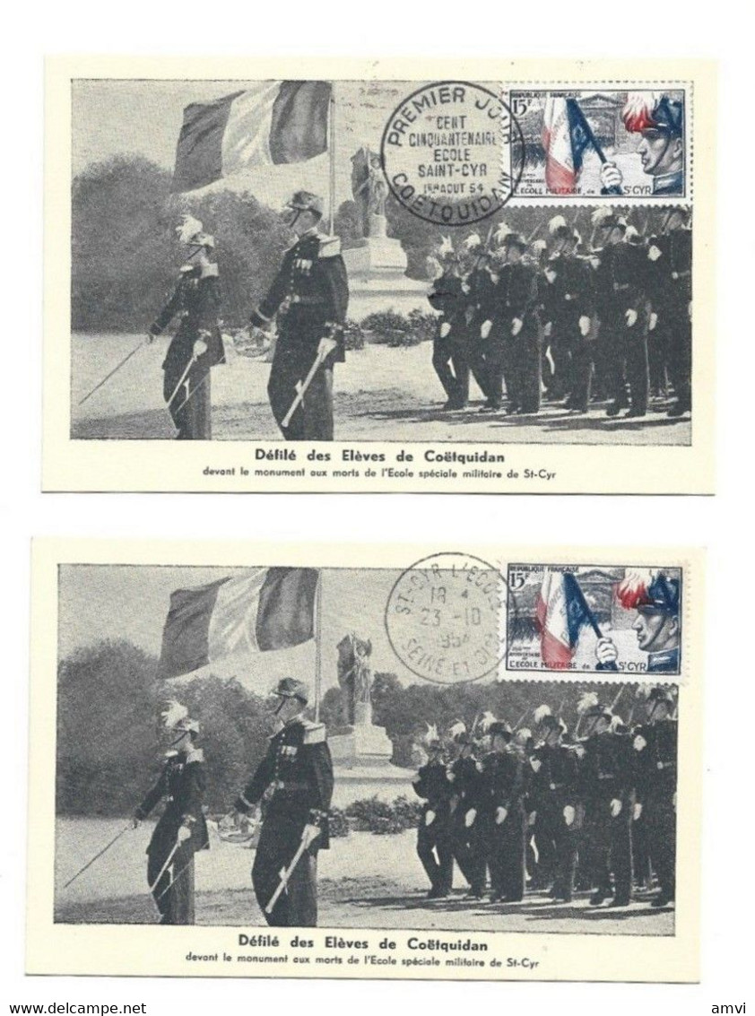 (cag001) Lot De 4 Cartes Maximum PREMIER JOUR 150 Ans Ecole Militaire De Saint CYR 1er AOUT 1954 - Militaria